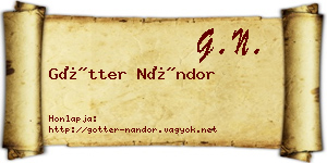 Götter Nándor névjegykártya